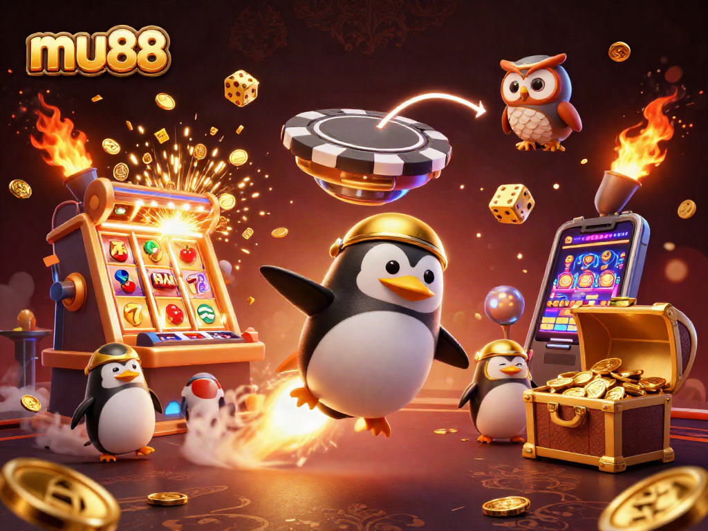 Experience thrilling wins with mu88's vibrant casino scene featuring fun characters and dynamic games.