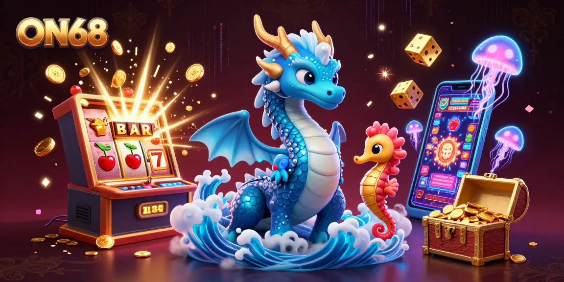 Spin winning jackpots at ON68 with vibrant sea creatures and casino excitement.