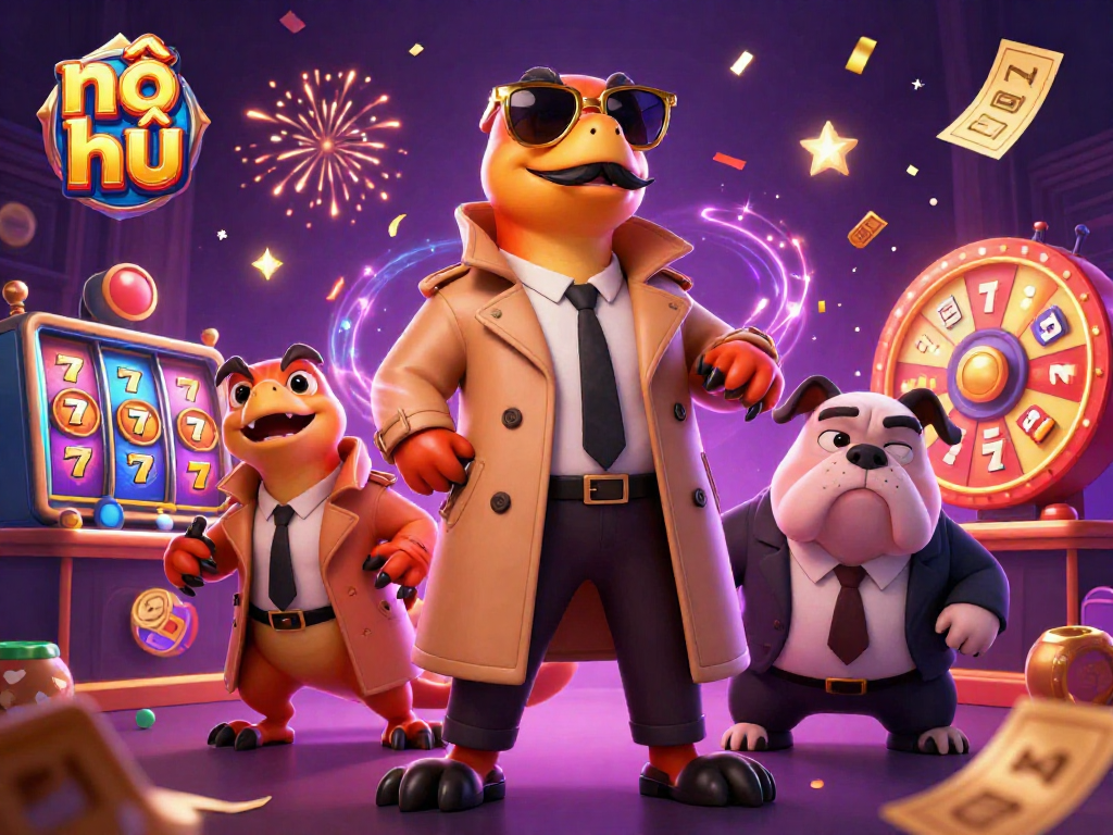 Experience winning at nổ hũ with vibrant casino elements in a packed 3D scene.