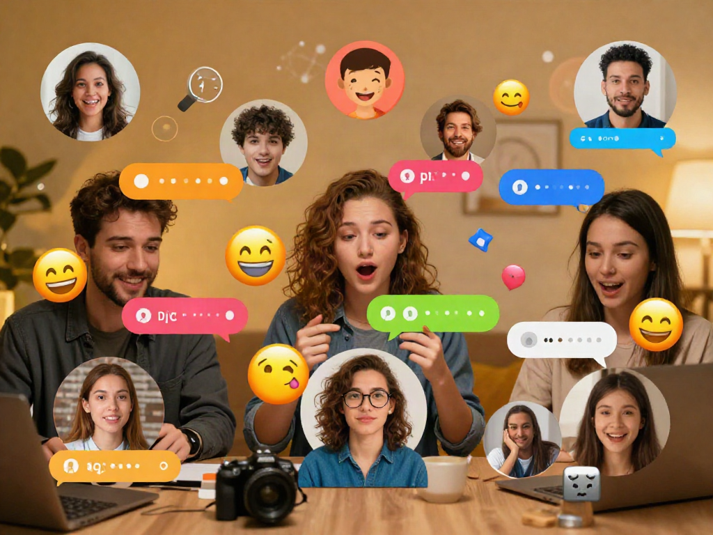 Engaging spicychat environment with users interacting through vibrant chat bubbles and avatars