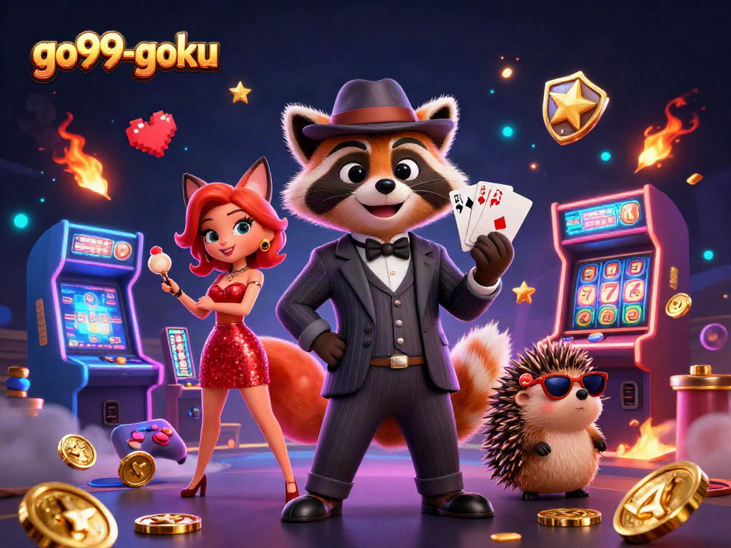 Experience the thrilling excitement of go99-goku with animated casino characters and game elements.