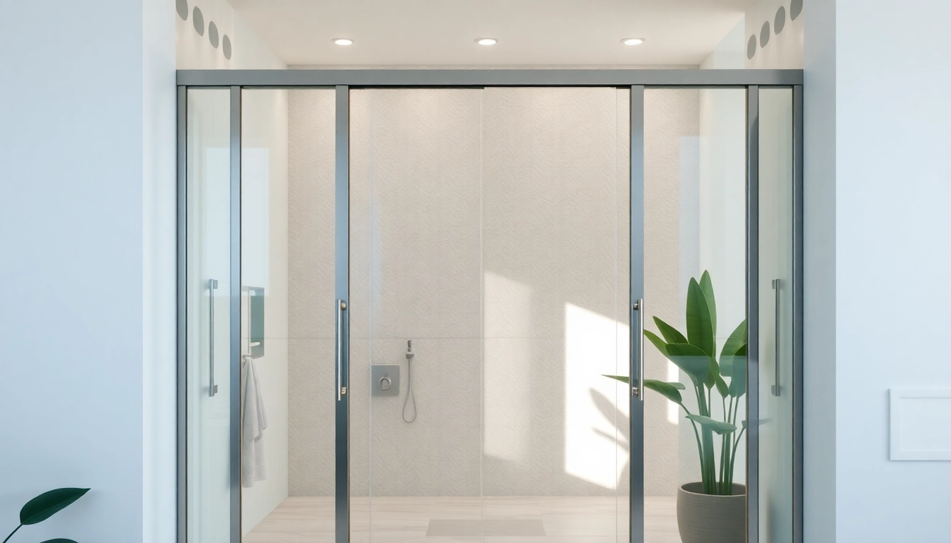 Featuring elegant shower doors in a modern bathroom setting with sleek glass and polished finishes.