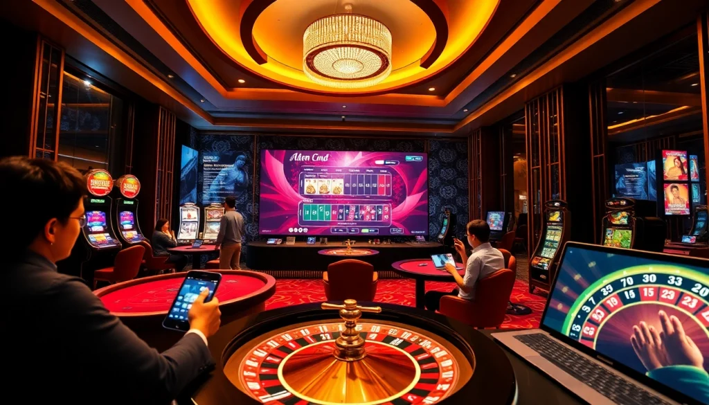 Experience high-stakes excitement at https://nk88.horse/, featuring vibrant casino tables and slot machines.