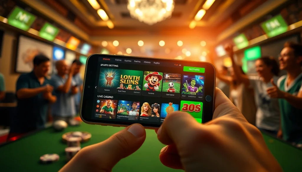 Explore the exciting gaming options at 98winwin.live with a modern smartphone interface showcasing slots and sports betting.