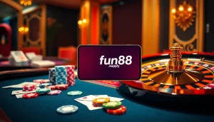 Experience the thrill of betting at https://fun88.supply/ with playing cards and vibrant chips at a casino table.