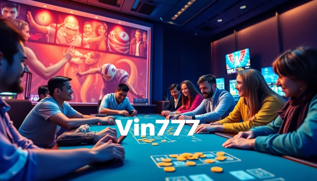 Dynamic scene of players engaging with games at vin777.gb.net, showcasing excitement in online betting.