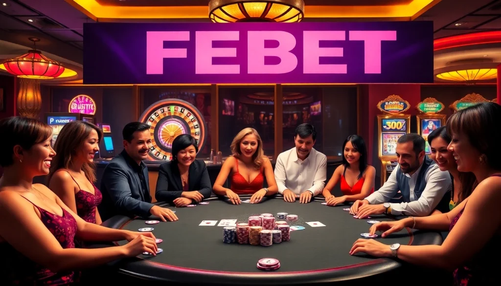 Experience the excitement of FEBET with thrilling poker action and vibrant casino ambiance.
