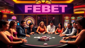 Experience the excitement of FEBET with thrilling poker action and vibrant casino ambiance.