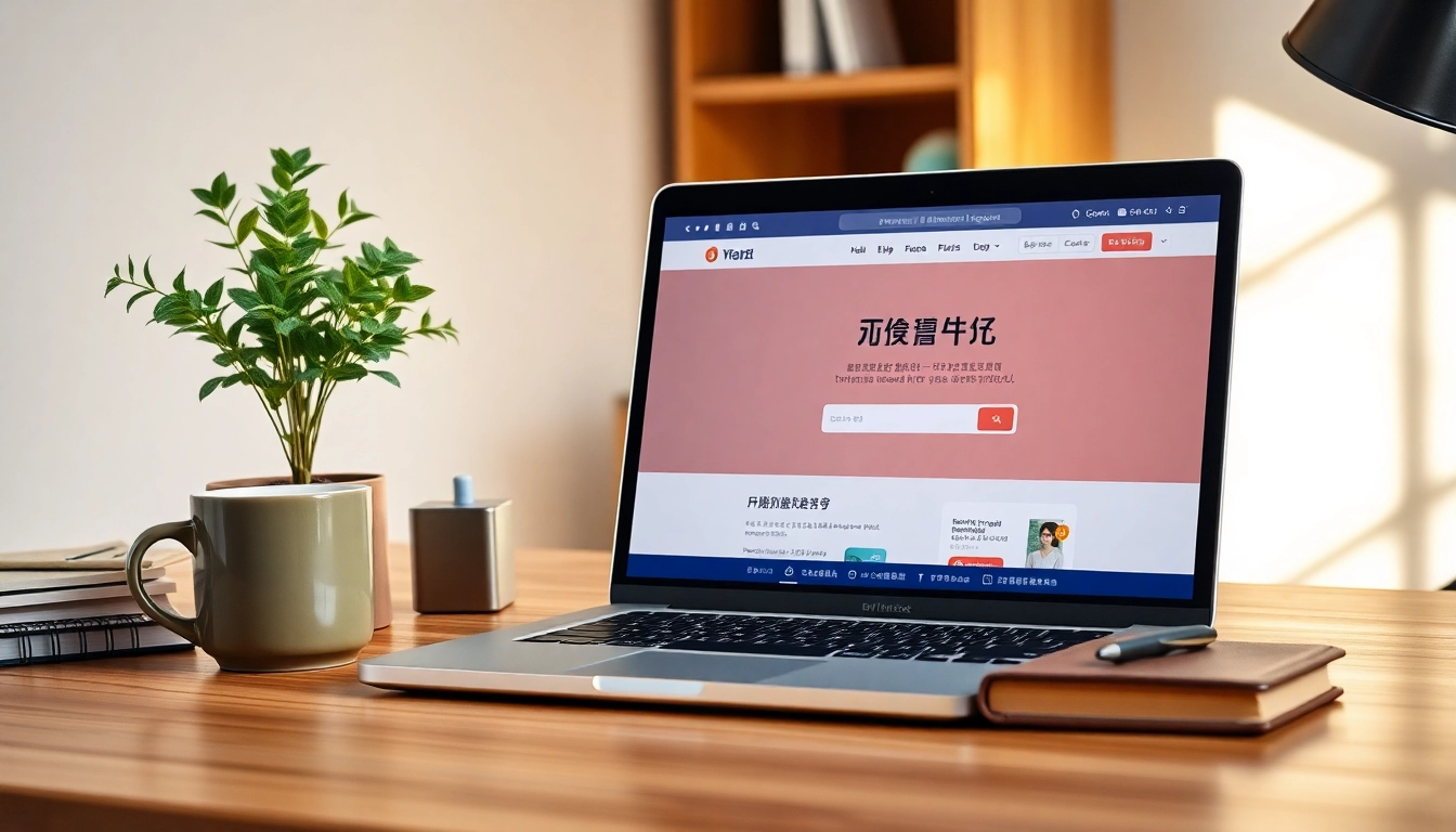 在安静工作空间中的现代笔记本电脑上显示的快连官网首页