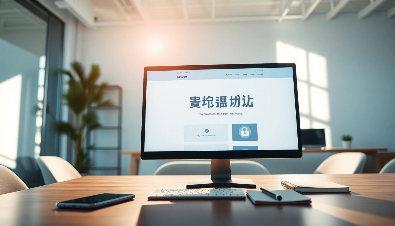 在现代工作区的计算机屏幕上显示的快连官网，象征安全的在线连接。