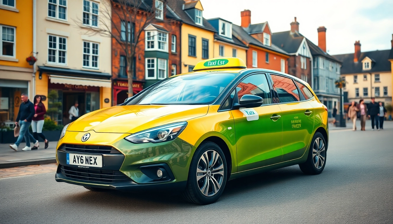 Taxis operating in West Byfleet with modern design showcasing a vibrant community atmosphere.