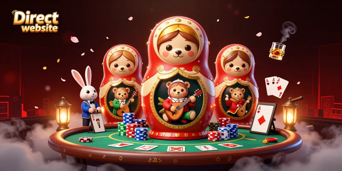 Engage with the Direct website illustration showcasing a vibrant casino scene filled with game elements and lively characters.
