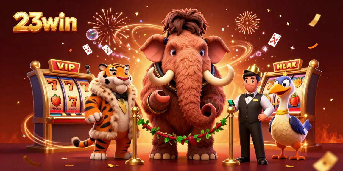 Engage with 23win’s casino experience featuring a woolly mammoth bouncer and dynamic slot elements.