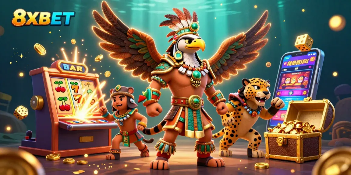 Play slots and win with 8XBET's vibrant jackpot adventure featuring dynamic characters and stunning visuals.