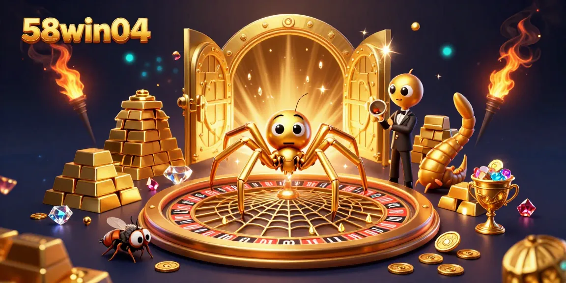 Experience thrilling gameplay at 58win04 as a spider spins a roulette web, adding excitement to your bets.