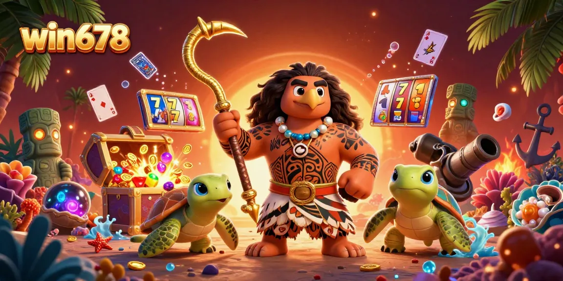 Experience winning with win678 in a vibrant 3D casino illustration of exciting slot games.