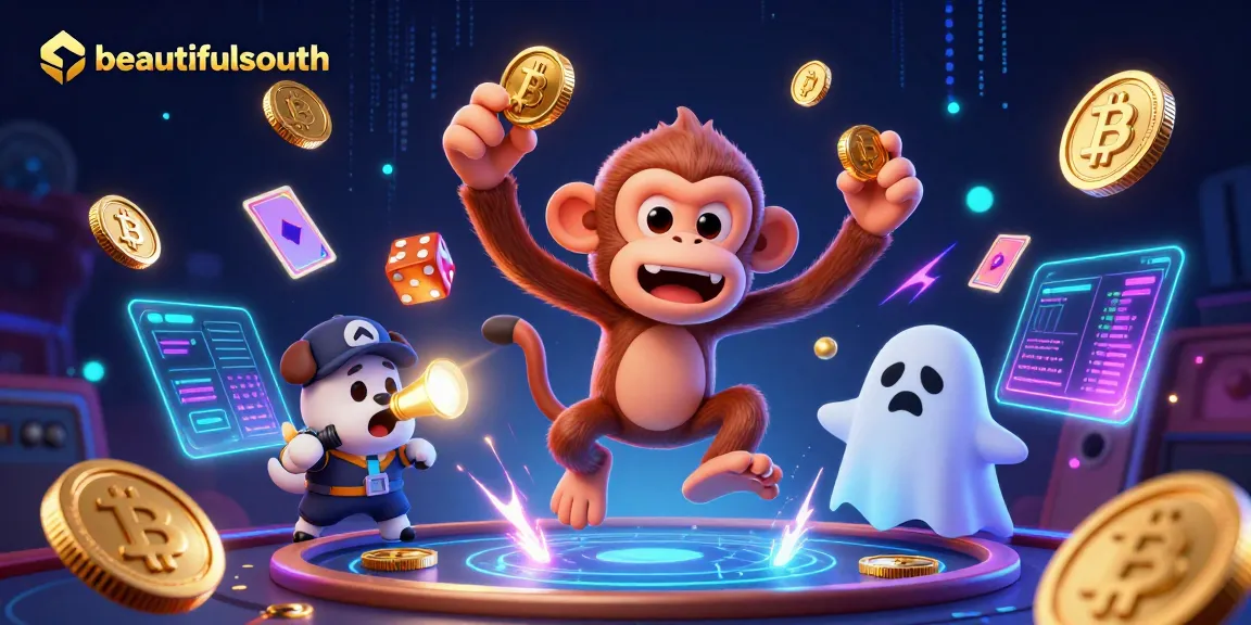 Engaging gameplay at beautifulsouth casino, featuring a mischievous monkey juggling golden coins.