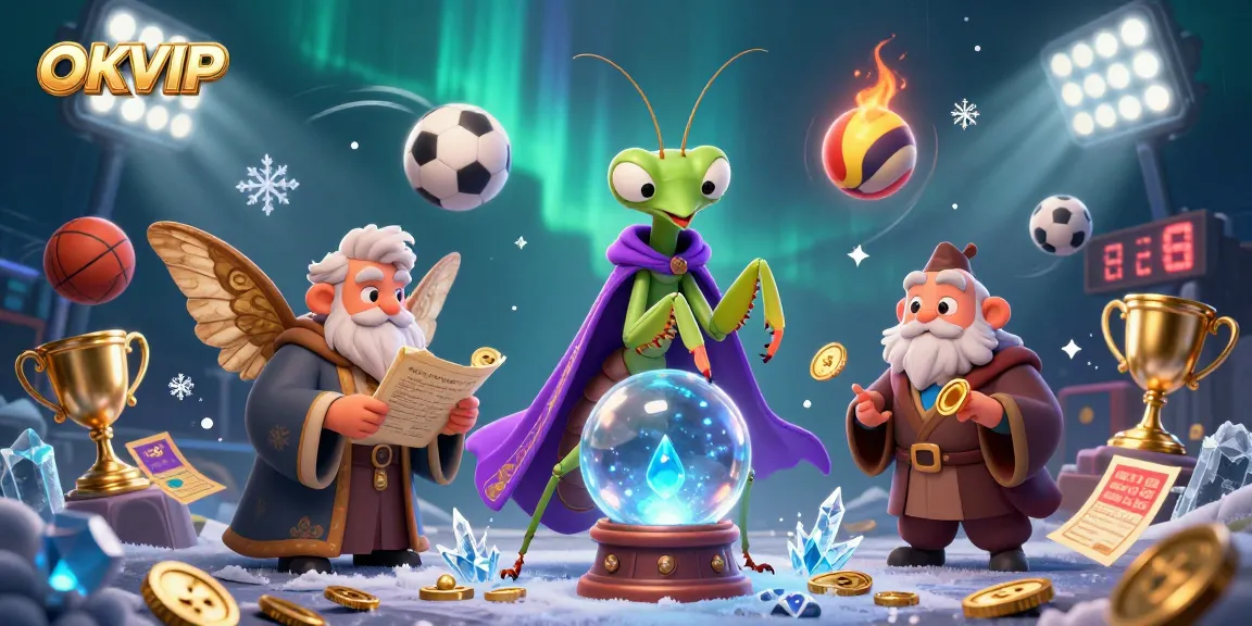 Engage with OKVIP's dynamic online gaming scene featuring vibrant characters and sports elements.